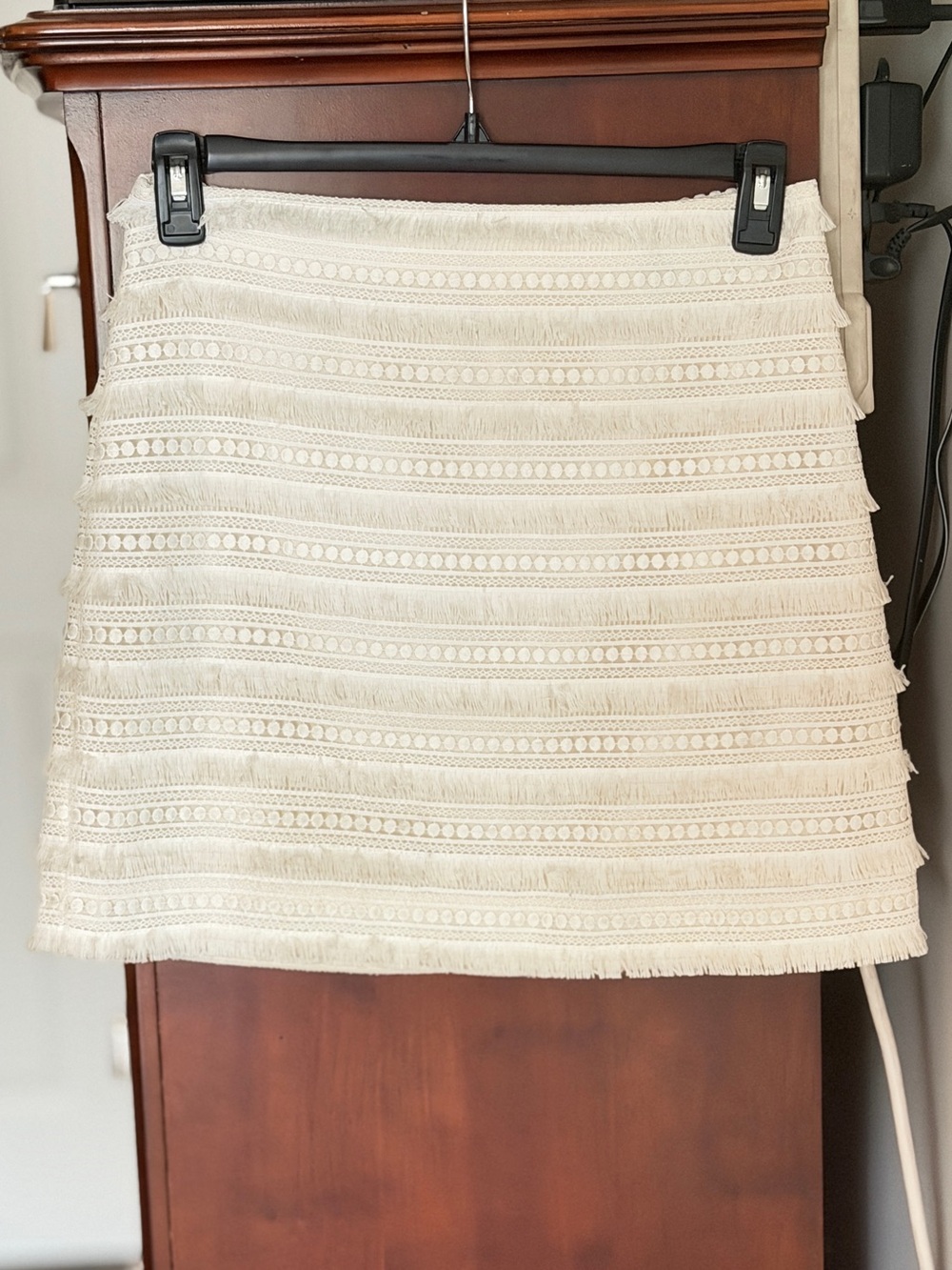 J. Crew Cream Fringe-Trim Mini Skirt